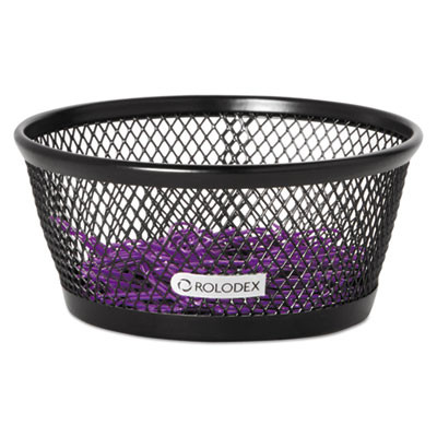 Mesh Jumbo Nestable Paper Clip Dish, Wire Mesh, 4.3" Diameter x 2"h,  Black