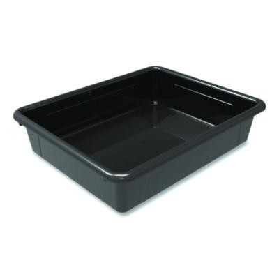 Storage Tray, Flat, 102.4 Oz, 10.65" x 10.65" x 2.96", Black, 5/Pack
