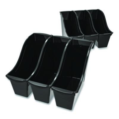 Small Book Bin, 1.5 Gal, 4.5" x 11.75" x 8.5", Black, 6/Pack