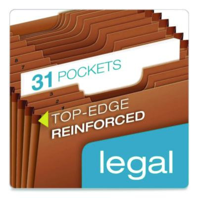 Heavy-Duty Expanding File, 31 Sections, 1/3-Cut Tabs, Legal Size, Redrope