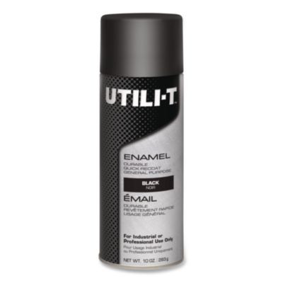 Utili-T Spray Paint, Gloss Black, 10 Oz Aerosol Can, 6/Carton