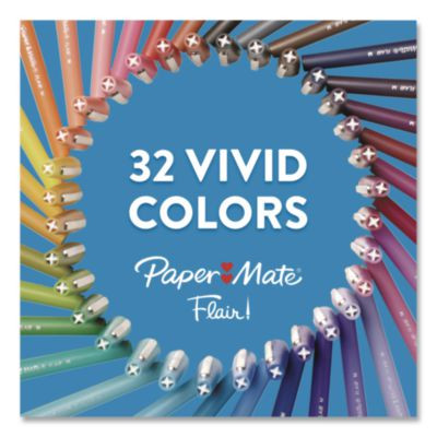 Flair Felt Tip Porous Point Pen, Stick, Medium 0.7 Mm, Assorted Ink And Barrel Colors, 4/Set