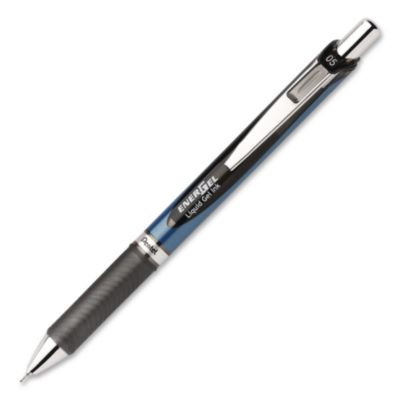 Energel Rtx Gel Pen, Retractable, Fine 0.5 Mm, Black Ink, Black/Blue Barrel, 3/Pack