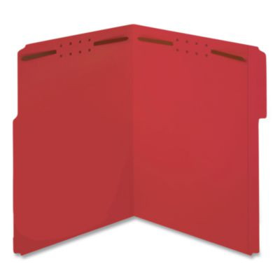 Colored Top Tab Fastener Folders, 1/3-Cut Tab: Assorted, Expands 2", 2 Fasteners, Letter Size, Red, 50/Box
