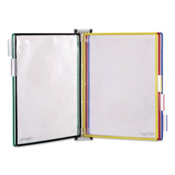 Wall-Mount Antimicrobial Magnetic Catalog Reference Racks, 5 Panels With Assorted Borders, Assorted Base