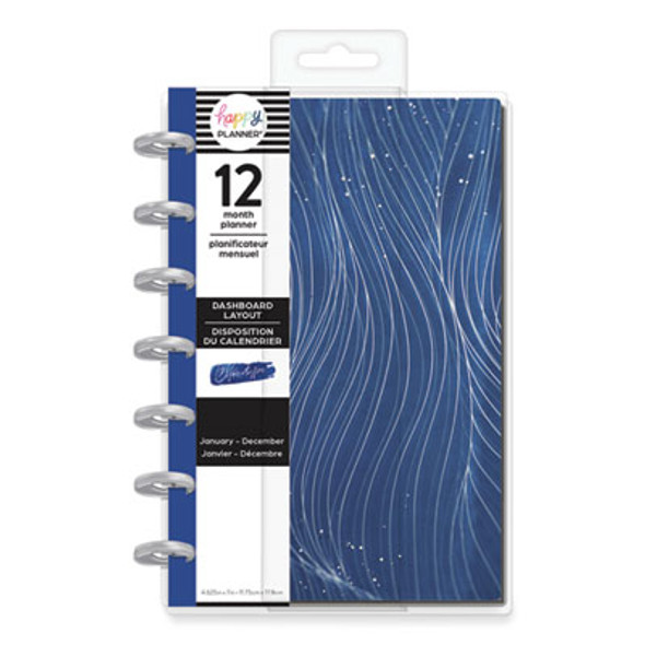 Cyanotype Mini Weekly/Monthly Planner, Floral Wave Artwork, 7 x 4.63, Blue/White Cover, 12-Month (Jan To Dec): 2023