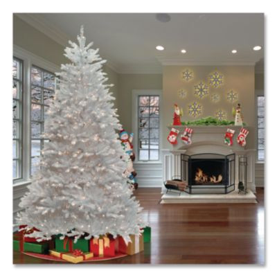 Pre-Lit Dunhill Fir White Tree, 59" x 59" x 90", White Tree, White Tree Stand