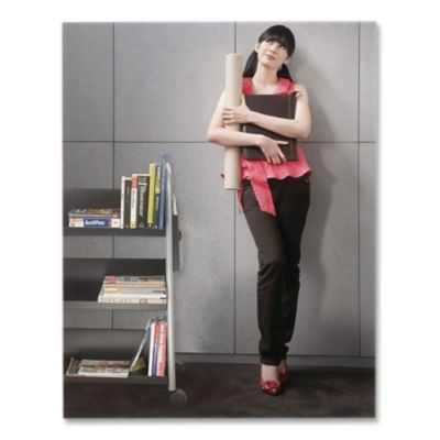 Scoot Single-Sided Book Cart, Metal, 3 Shelves, 33" x 14.25" x 44.25", Black