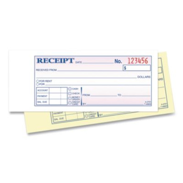 Multipart Money/Rent Receipt Book, Three-Part Carbonless, 6.69 x 2.75, 50 Receipts/Book, 3 Books/Pack