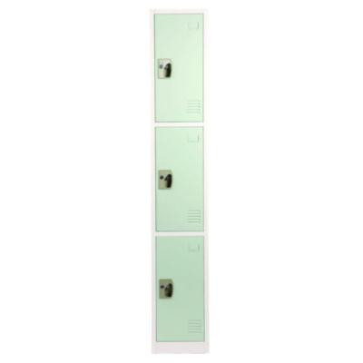 Steel Storage Locker, 3 Compartment, 12 x 12 x 72, Misty Green