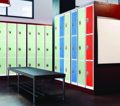 Steel Storage Locker, 3 Compartment, 12 x 12 x 72, Misty Green