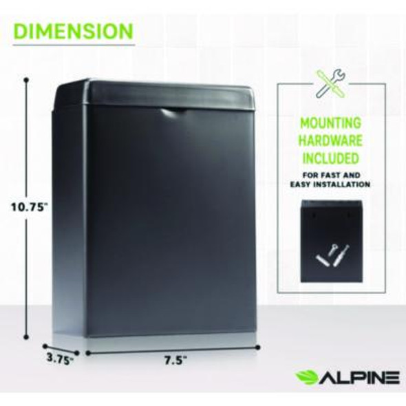 Stainless Steel Wall-Mounted Sanitary Napkin Receptacle, Black