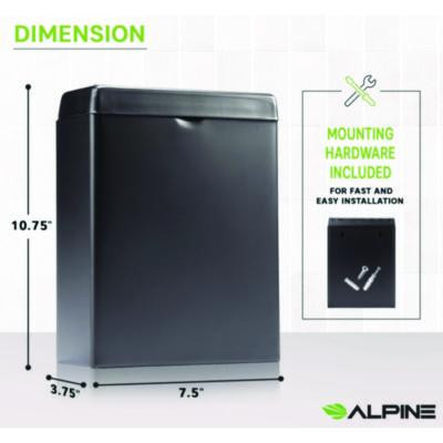Stainless Steel Wall-Mounted Sanitary Napkin Receptacle, Black