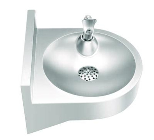 Wall-Mounted Indoor/Outdoor Water Fountain, Single-Level, Non-Filtered, Non-Refrigerated, Silver