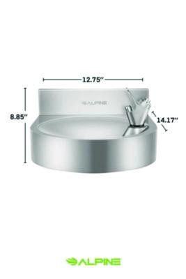 Wall-Mounted Indoor/Outdoor Water Fountain, Single-Level, Non-Filtered, Non-Refrigerated, Silver