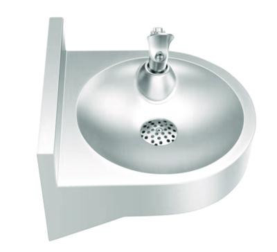 Wall-Mounted Indoor/Outdoor Water Fountain, Single-Level, Non-Filtered, Non-Refrigerated, Silver