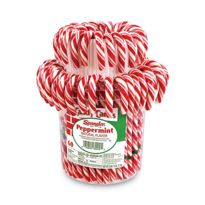 Peppermint Candy Canes, 1 Oz, 60 Pieces/Jar, 1 Jar/Carton