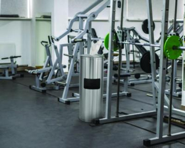 Stainless Steel 7 Gal Trash Can With Gym Disinfecting Wipes Dispenser