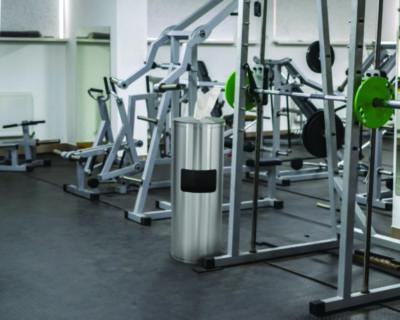 Stainless Steel 7 Gal Trash Can With Gym Disinfecting Wipes Dispenser