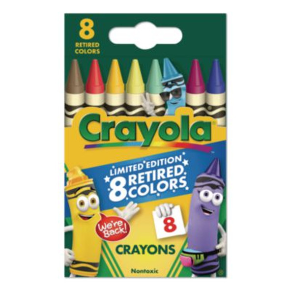 Limited Edition Retired Color Crayons, Regular Size, 8 Assorted Colors, 8/Pack