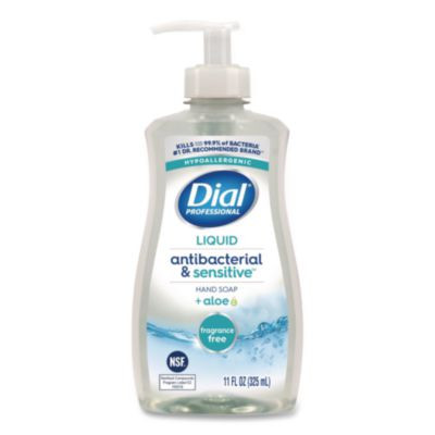 Antibacterial And Sensitive Liquid Hand Soap, Fragrance Free, 11 Oz Pump Bottle, 12/Carton