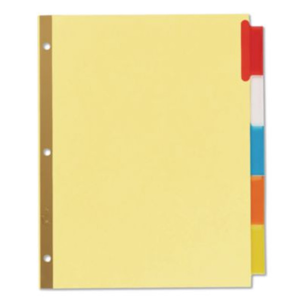 Insertable Big Tab Dividers, 5-Tab, Double-Sided Gold Edge Reinforcing, 11 x 8.5, Buff, Assorted Tabs, 48 Sets/Carton