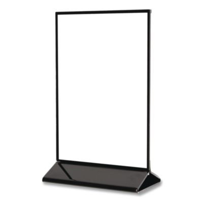 Tabletop Sign And Menu Holder, 8.5 x 11 Insert, Clear With Black Frame