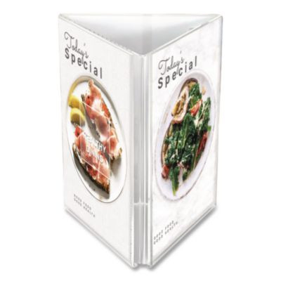 Tabletop Three-Sided Sign Holder, 4 x 6 Insert, Clear