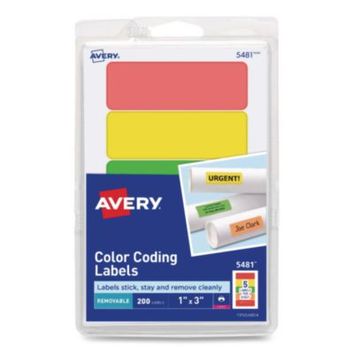 Color Coding Labels, 1 x 3, Assorted Colors, 5/Sheet, 40 Sheets/Pack