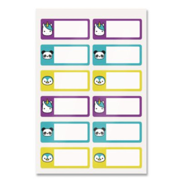 No-Iron Fabric Labels, Character/Colored Border, Handwrite Only, 0.75 x 1.75, White, 12/Sheet, 2 Sheets/Pack