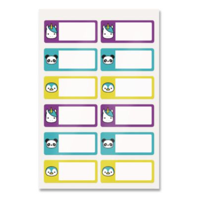 No-Iron Fabric Labels, Character/Colored Border, Handwrite Only, 0.75 x 1.75, White, 12/Sheet, 2 Sheets/Pack