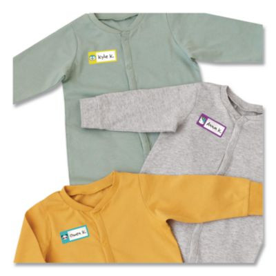 No-Iron Fabric Labels, Character/Colored Border, Handwrite Only, 0.75 x 1.75, White, 12/Sheet, 2 Sheets/Pack