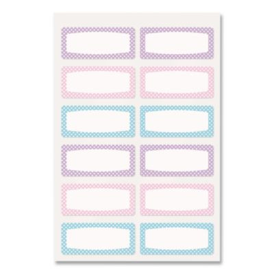 No-Iron Fabric Labels, Pastel Borders, Handwrite Only, 0.75 x 1.75, White, 12/Sheet, 2 Sheets/Pack