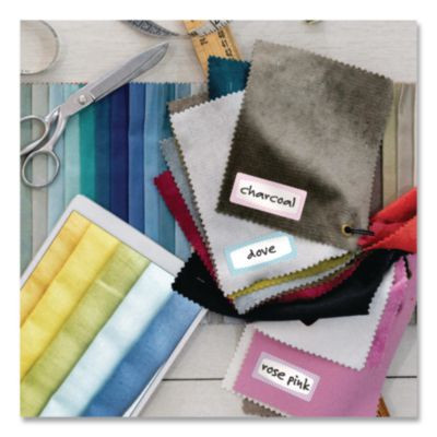 No-Iron Fabric Labels, Pastel Borders, Handwrite Only, 0.75 x 1.75, White, 12/Sheet, 2 Sheets/Pack