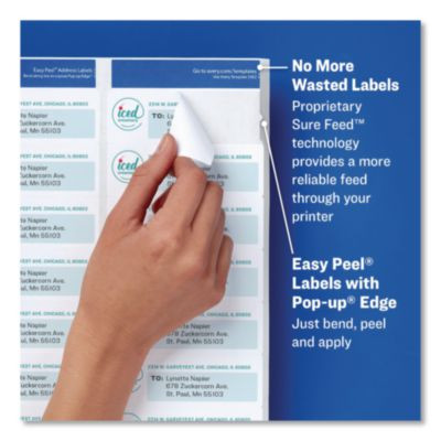 Easy Peel White Address Labels With Sure Feed Technology, Laser, 1 x 2.63, 30/Sheet, 100 Sheets/Pack, 5 Packs/Carton
