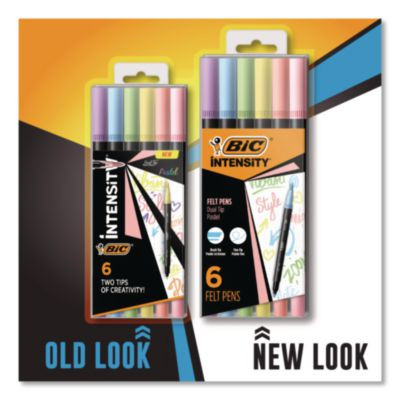 Intensity Fineliner Dual Tip Felt Pen, Stick, Fine 0.7 Mm Bullet, Variable Brush, Assorted Pastel Ink/Barrel Colors, 6/Pack