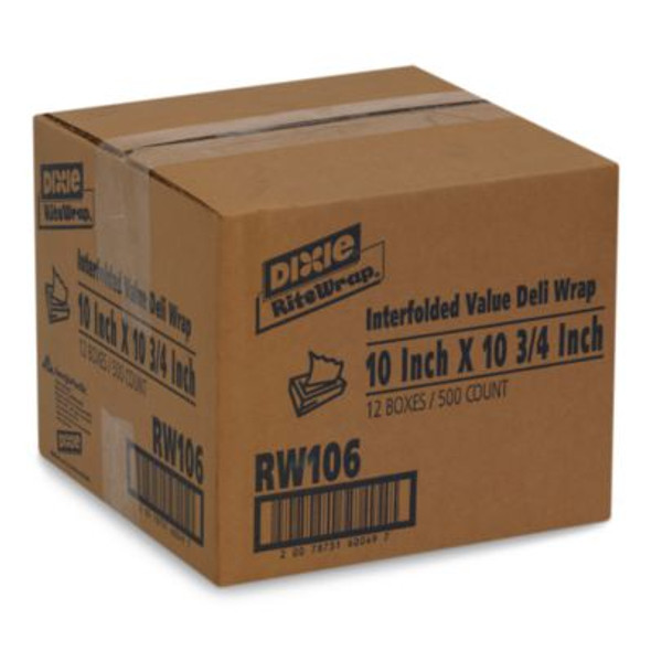 Rite-Wrap Dry Wax Lightweight Deli Paper, 10 x 10.75, 500 Sheets/Pack, 12 Packs/Carton