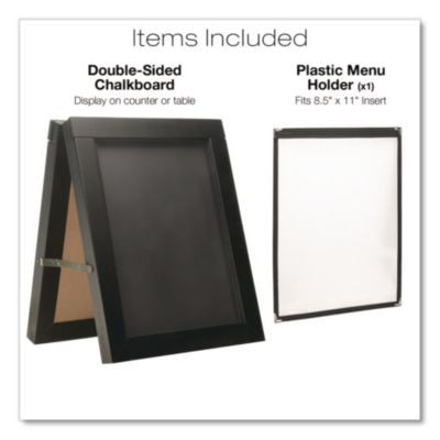 Double Sided A-Frame Chalkboard And Menu Holder, Black/Clear 8.5 x 11 Surface, Black Frame, 11 x 14