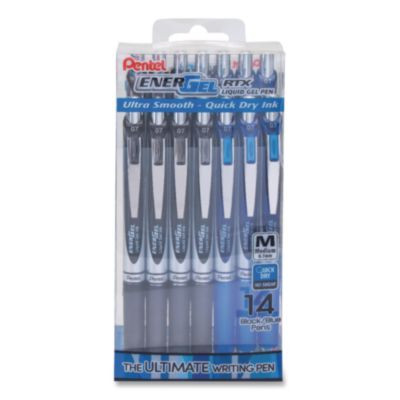Energel Rtx Gel Pen, Retractable, Medium 0.7 Mm, Assorted Ink And Barrel Colors, 14/Pack