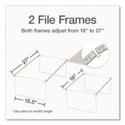 Hanging File Frame, Legal Size, 18" To 27" Long, Gray, 2/Pack