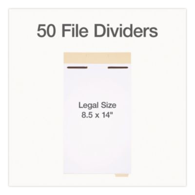 File Divider Set, End Tab: 1/5-Cut, 1 Fastener, Legal Size, Manila, 50/Pack