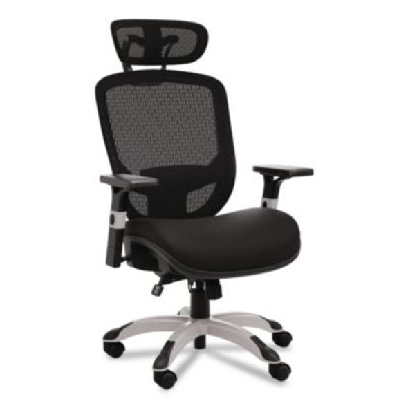 Minerva Big And Tall Chair, Supports Up To 400 Lb, 17.48" To 21.73" Seat Height, Black Seat, Black Back, Black Base