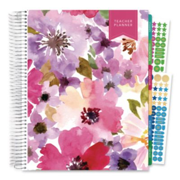 Deluxe Spring Floral Undated Weekly/Monthly Teacher's Lesson Planner, 7 Classes, Multicolor Cover, 11 x 8.5, 52-Week Span