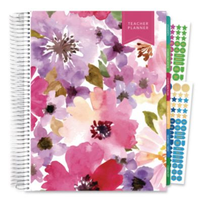 Deluxe Spring Floral Undated Weekly/Monthly Teacher's Lesson Planner, 7 Classes, Multicolor Cover, 11 x 8.5, 52-Week Span