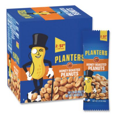 Honey Roasted Peanuts, 1.75 Oz Tube, 18/Box