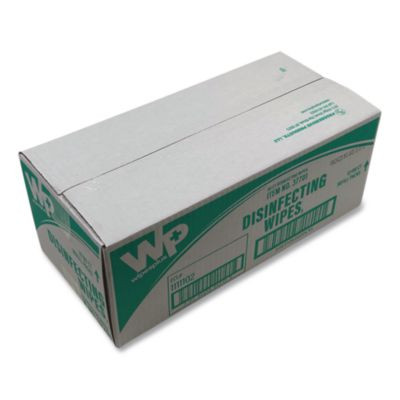 Wipesplus Disinfecting Surface Wipes, Flat Pack, 1-Ply, 7 x 8, Lemon, White, 80 Wipes/Refill Pack, 12 Packs/Carton
