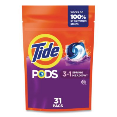 Pods, He Compatible, Laundry Detergent, Spring Meadow Scent, 31/Pack, 4 Packs/Carton