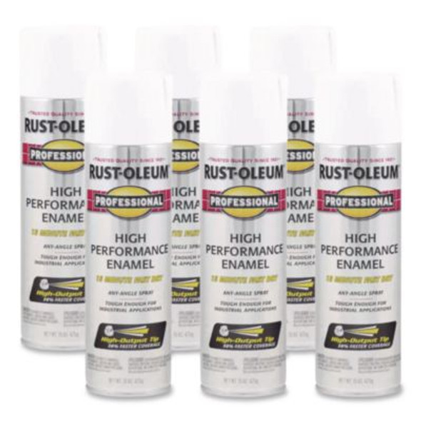 Professional Spray Paint, Gloss White, 15 Oz Aerosol Can, 6/Carton