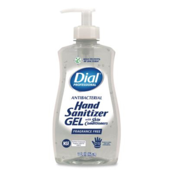 Gel Antibacterial Hand Sanitizer, 11 Oz Pump Bottle, Fragrance-Free, 12/Carton
