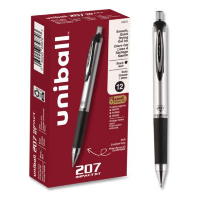 207 Impact Rt Gel Pen, Retractable, Bold 1 Mm, Black Ink, Black Barrel, Dozen